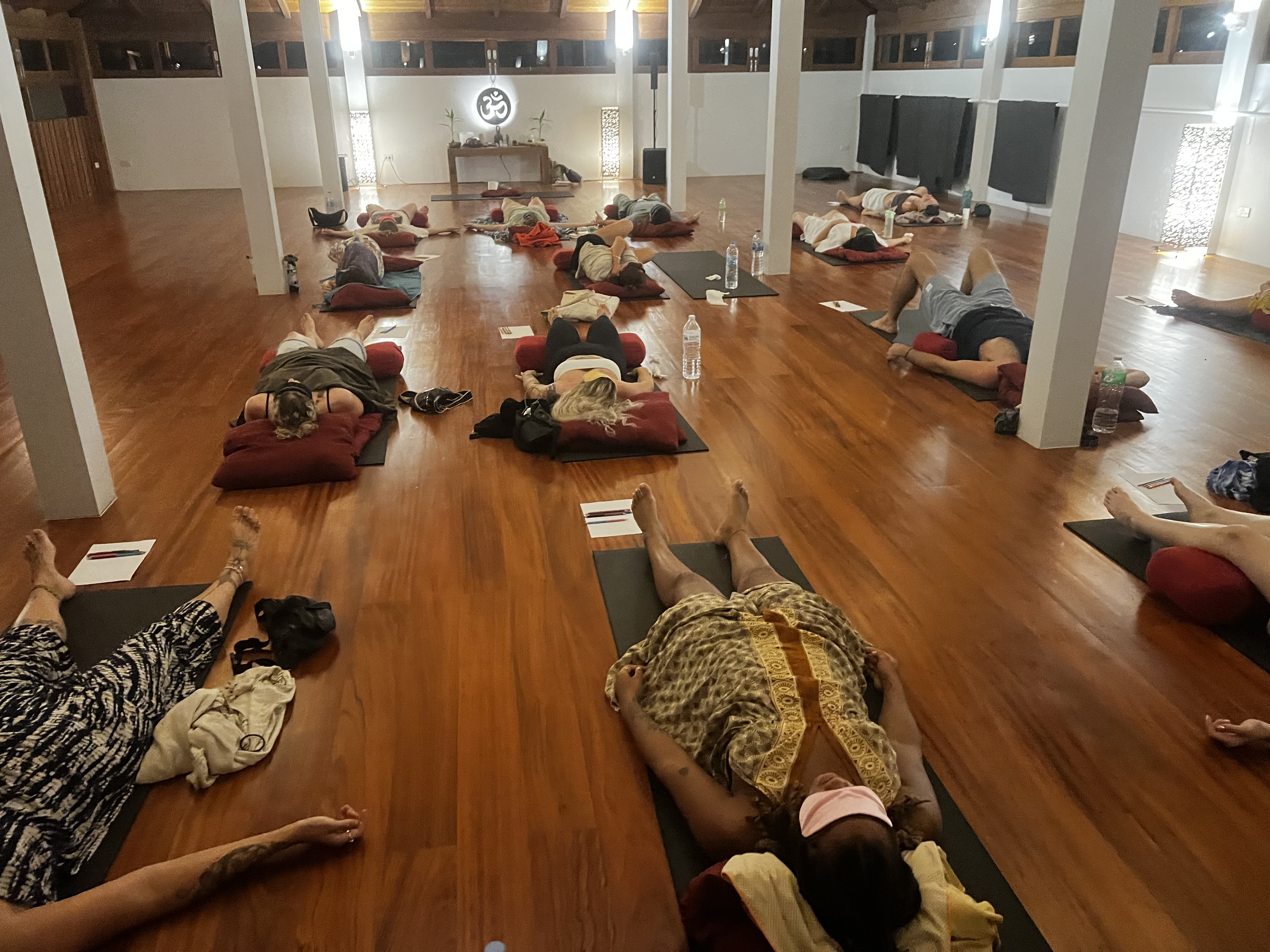 Breathwork class in savasana