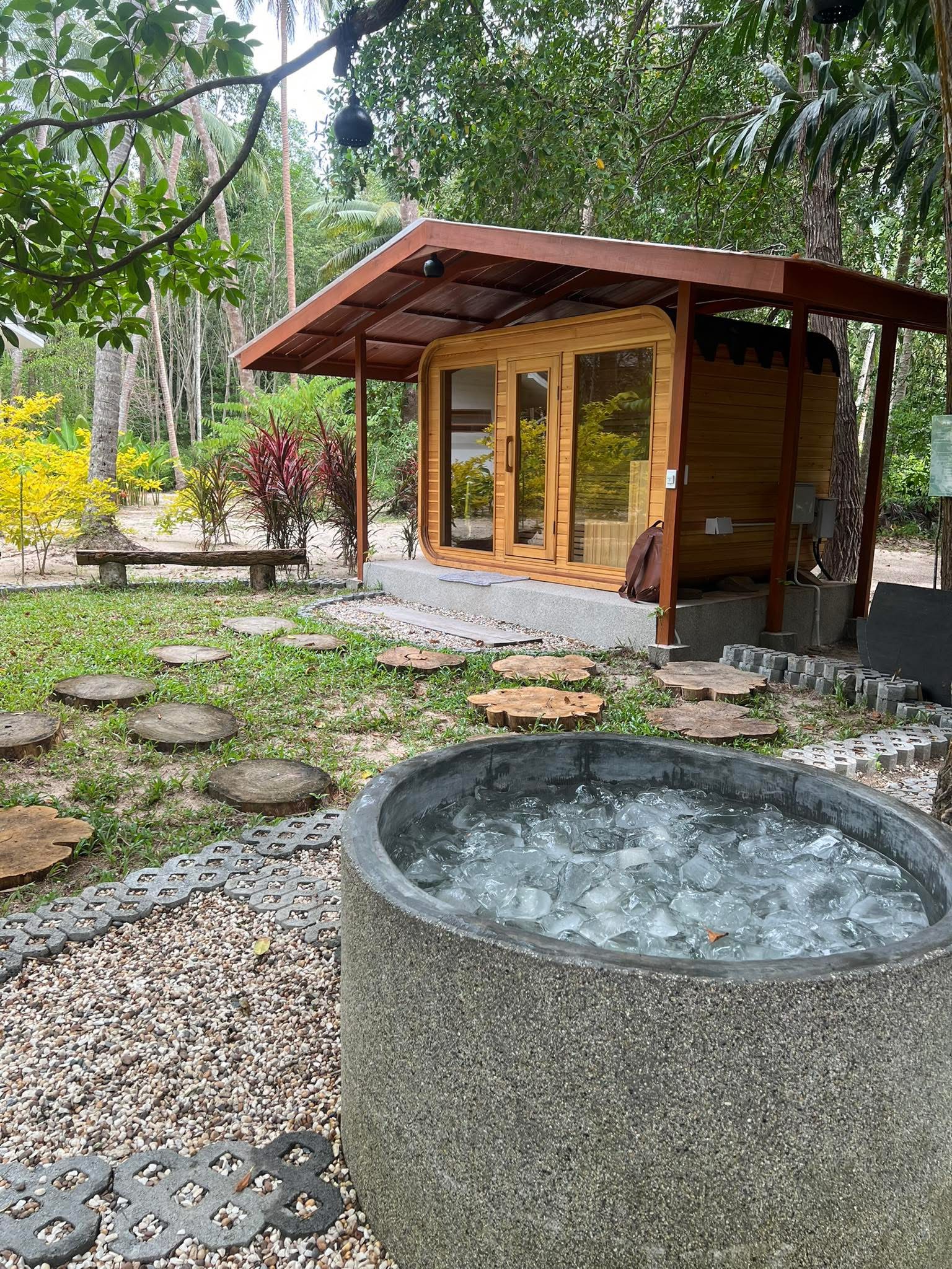 Outdoor sauna and ice bath